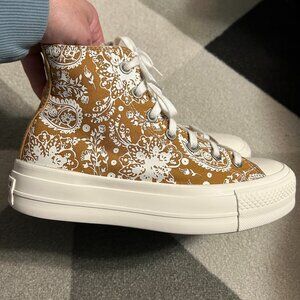 Converse High-Top Sneakers in Brown and White